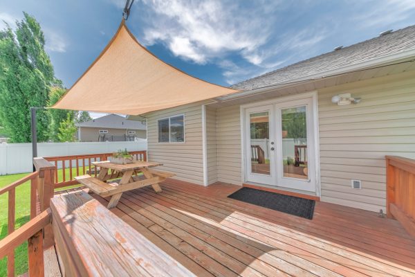 A comfortable summer terrace of a private house on a sunny day