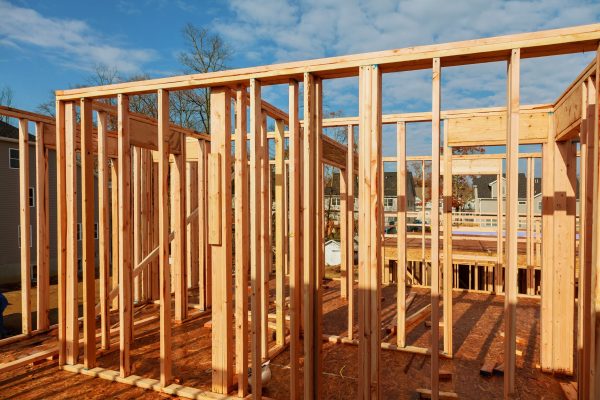 wooden construction, for home, house building The house is new in wood